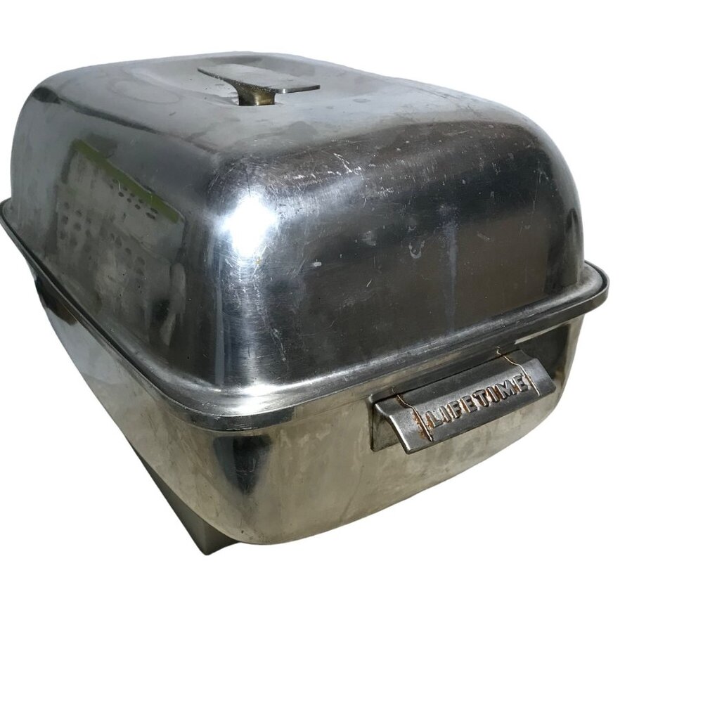 Vintage Lifetime Stainless Steel Roasting Pan With Lid